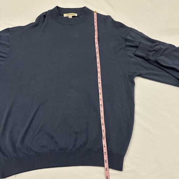 Pronto Uomo Sweater Mens XXL Blue Silk Cotton Mock Neck Quiet Luxury Old Money - Picture 6 of 8